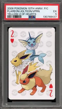 Pokemon 10th Ann. Cards Flareon/Jolteon/Vaporeon Yellow 2 of Hearts PSA 5 - Image 1