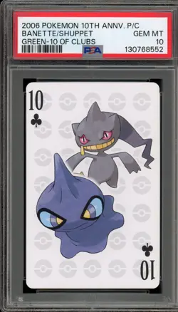 Pokemon 10th Ann. Playing Cards Banette/Shuppet Green 10 of Clubs PSA 10 - Image 1