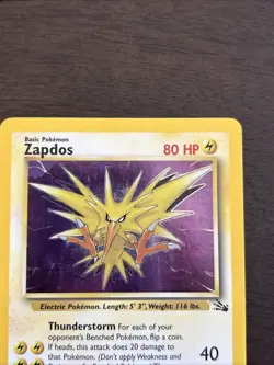 Pokemon TCG Zapdos Holo Rare Card 15/62 Fossil Base Set, Vintage 1999 LP WOTC - Image 4