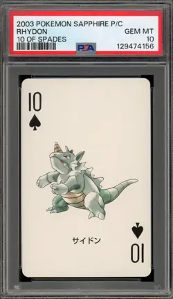 Pokemon Sapphire Playing Cards Rhydon 10 of Spades PSA 10 Gem Mint - Image 1