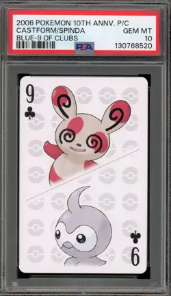 Pokemon 10th Ann. Playing Cards Castform/Spinda Blue 9 of Clubs PSA 10 Gem Mint - Image 1