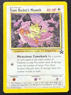 Pokemon Card - WoTC Black Star Promo Team Rocket's Meowth #18 LP - Image 1