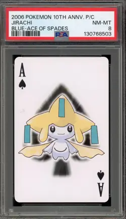 Pokemon 10th Ann. Playing Cards Jirachi Blue Ace of Spades PSA 8 - Image 1