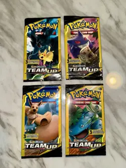 Pokemon TCG: Sun & Moon Team Up 3 Card Mini Booster Packs Complete Art Set - Image 1