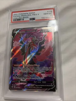 Pokemon TCG Galarian Moltres v Chilling Reign Card 176/198 PSA 10 - Image 1