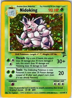 Nidoking - 11/130 - Pokemon Base Set 2 Holo Rare Card WOTC LP - Image 1