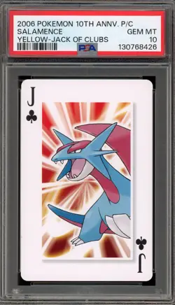 Pokemon 10th Ann. Playing Cards Salamence Yellow Jack of Clubs PSA 10 - Image 1