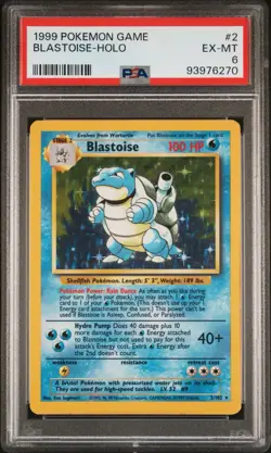 Pokemon TCG Blastoise Base Set Holo Rare Card 2/102 PSA 6 - Image 1