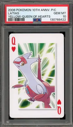 Pokemon 10th Ann. Playing Cards Latias Yellow Queen of Hearts PSA 10 - Image 1