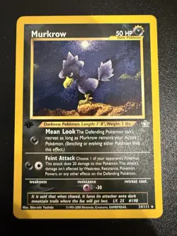 Pokemon Neo Genesis 1st Edition Murkrow Non-Holo Rare Card 24/111 Vintage - Image 1