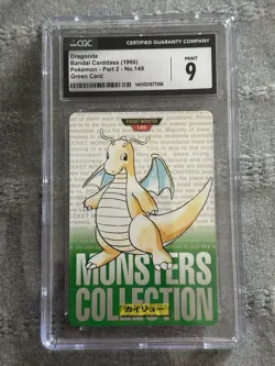 Dragonite 1996 RARE BANDAI cards Green Card Cgc 9.0 - Image 1