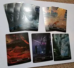 MTG EoE 9 GALAXY FOIL Lands 4 Island 1 Swamp 1 Mountain 2 Plains 1 Forest - Image 1