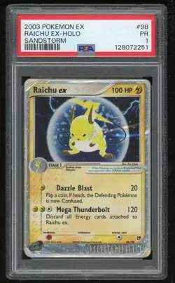 Pokemon TCG Raichu ex Holo Ultra Rare EX Sandstorm 98/100 #98 PSA 1 PR 2003 - Image 1