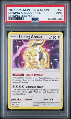 2017 POKEMON SUN & MOON SHINING LEGENDS #57 SHINING ARCEUS-HOLO PSA 9 - Image 1