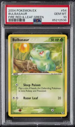 2004 POKEMON EX FIRE RED & LEAF GREEN #54 BULBASAUR PSA 10 - Image 1