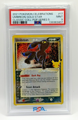 2021 POKEMON CELEBRATIONS CLASSIC COLLECTION #17 UMBREON-GOLD STAR PSA 9 - Image 2