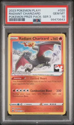 2023 POKEMON PLAY! POKEMON PRIZE PACK: SER 3 #020 RADIANT CHARIZARD PSA 10 - Image 1