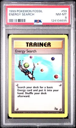 1999 POKEMON FOSSIL #59 ENERGY SEARCH PSA 8 - Image 1