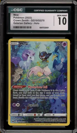 Pokemon Mew Crown Zenith Galarian Gallery Full Art #GG10 CGC 10 Gem Mint - Image 1
