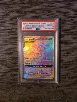 2019 Pokemon (Sun and Moon) Lucario and MELMETAL GX Unbroken Bonds -- PSA 10 - Image 1