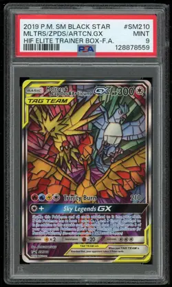 Pokemon Moltres Zapdos Articuno GX Full Art Hidden Fates Promo SM210 PSA 9 Mint - Image 1