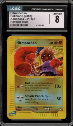 Pokemon Hitmonchan Aquapolis Reverse Holo #81 CGC 8 - Image 1
