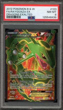 Pokemon Rayquaza EX Dragons Exalted Full Art #123 PSA 8 - Image 1