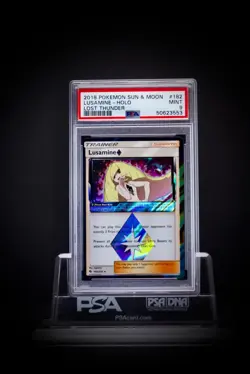 2018 Pokemon Sun & Moon Lost Thunder Lusamine 182 Prism Star PSA 9 - Image 1