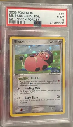 2005 Pokemon Miltank Reverse Foil Holo Ex Unseen Forces PSA 9 Mint - Image 1