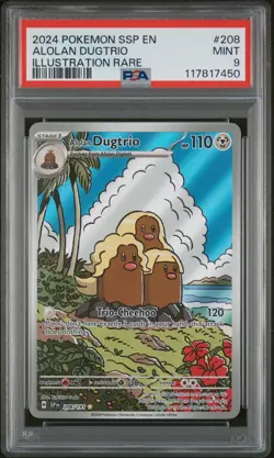 Pokemon TCG Alolan Dugtrio 208/191 Surging Sparks Illustration Rare PSA 9 - Image 1