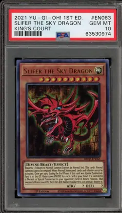 Yu-Gi-Oh! Slifer The Sky Dragon Kings Court 1st Edition KICO-EN063 PSA 10 - Image 1