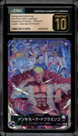 One Piece CCG Donquixote Doflamingo JPN Alt Art Par. OP04-019 CGC 10 Pristine - Image 1