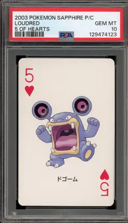 Pokemon Sapphire Playing Cards Loudred 5 of Hearts PSA 10 Gem Mint - Image 1