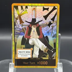 Dracule Mihawk OP14 Gold Don!! Azure Sea's Seven One Piece Card English - Image 1