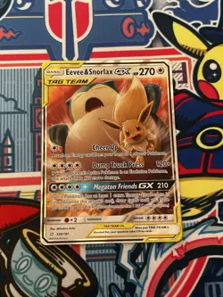 Pokemon Card - Eevee & Snorlax GX Team Up 120/181 Ultra Rare Sun & Moon SM Holo - Image 1