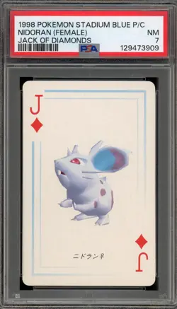 Pokemon Stadium Blue Playing Cards Nidoran (Female) Jack of Diamonds PSA 7 - Image 1