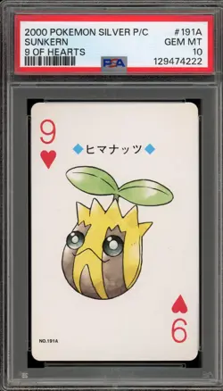 Pokemon Silver Playing Cards Sunkern 9 of Hearts #191A PSA 10 Gem Mint - Image 1