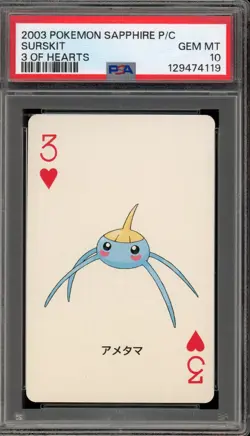 Pokemon Sapphire Playing Cards Surskit 3 of Hearts PSA 10 Gem Mint - Image 1