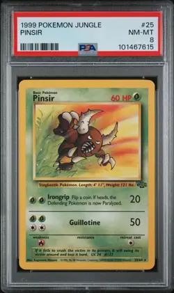 Pinsir non-holo PSA 8 NM-MT #25/64 jungle set 1999 VTG Pokemon card - Image 1