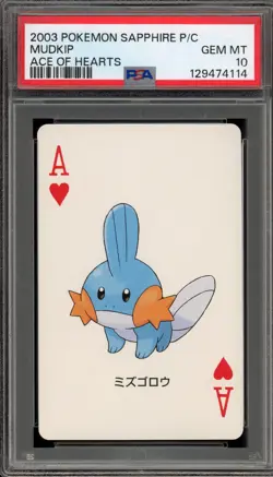 Pokemon Sapphire Playing Cards Mudkip Ace of Hearts PSA 10 Gem Mint - Image 1