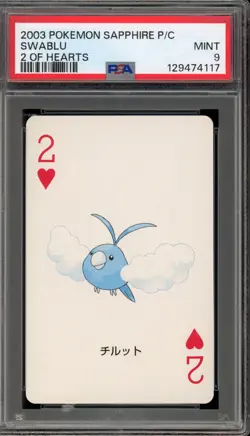 Pokemon Sapphire Playing Cards Swablu 2 of Hearts PSA 9 Mint - Image 1