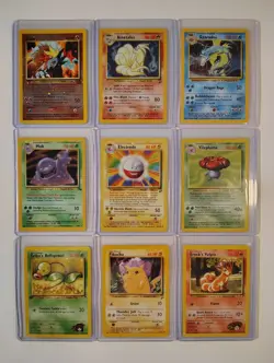 9 Vintage Pokemon Card Lot 4 Holo 5 Non Holo MP Condition - Image 1