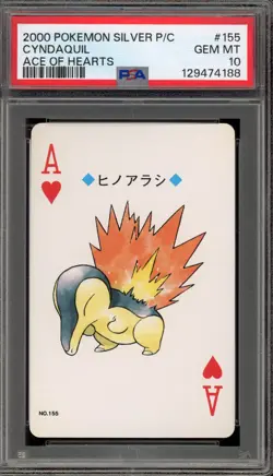 Pokemon Silver Playing Cards Cyndaquil Ace of Hearts #155 PSA 10 - Image 1