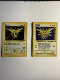 1999 Pokemon Zapdos - Lot of 2 Holo Cards, 16/102 & Fossil 15/62 - Image 1
