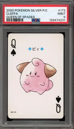 Pokemon Silver Playing Cards Cleffa Queen of Spades #173 PSA 9 Mint - Image 1