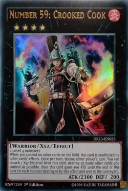 DRL3-EN025 NUMBER 59: CROOKED COOK ULTRA RARE 1ST EDITION YuGiOh CARD - Image 1