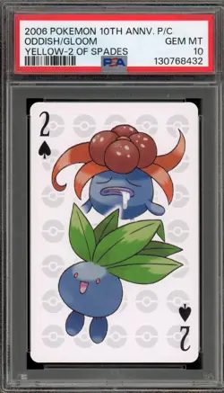 Pokemon 10th Ann. Playing Cards Oddish/Gloom Yellow 2 of Spades PSA 10 Gem Mint - Image 1
