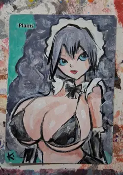 Altered MtG Hand Painted Plains One Of A Kind Anime Girl - Image 3