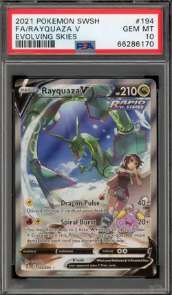 Pokemon Rayquaza V Evolving Skies Full Alt Art #194 PSA 10 Gem Mint - Image 1