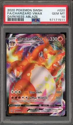 Pokemon Charizard VMAX Darkness Ablaze Full Art #020 PSA 10 Gem Mint - Image 1
